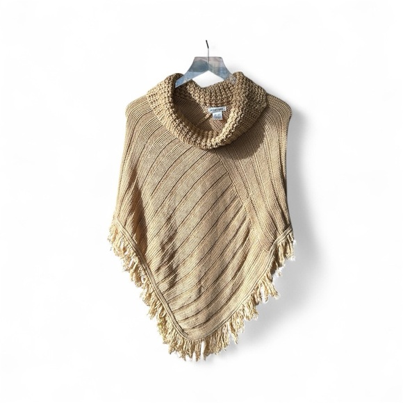 Energie Sweaters - Energie Tan Knit Women's Poncho